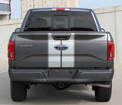 thick double stripes decal on back of truck