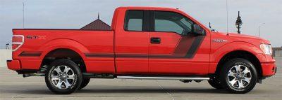 thick stripe on side of red truck decal