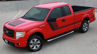 thick stripe on side of red truck decal