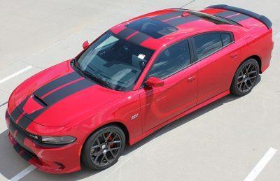 wide double stripe dodge charger kit 2015 on a red car